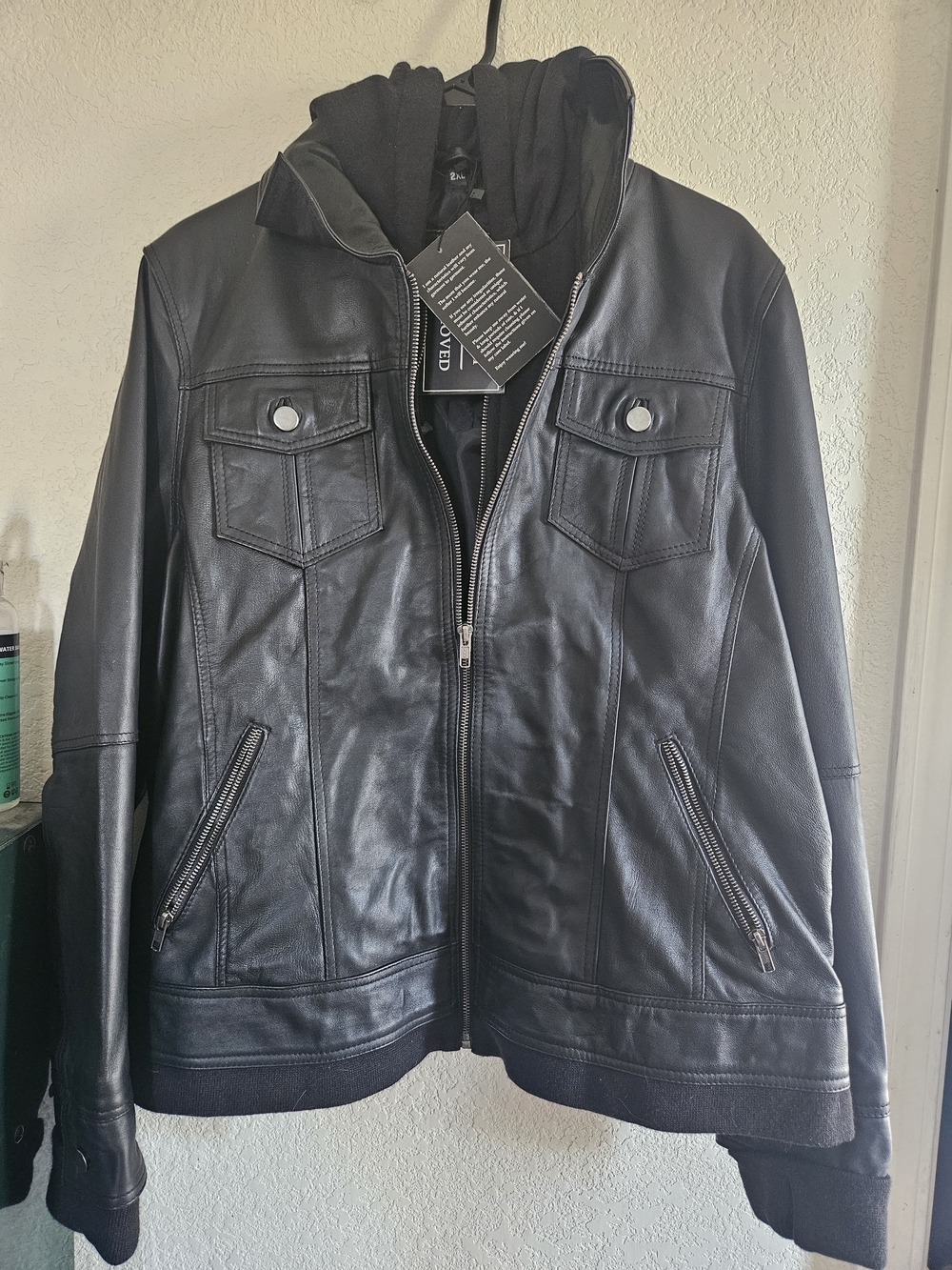 Bettt Hooded Real Leather Jacket